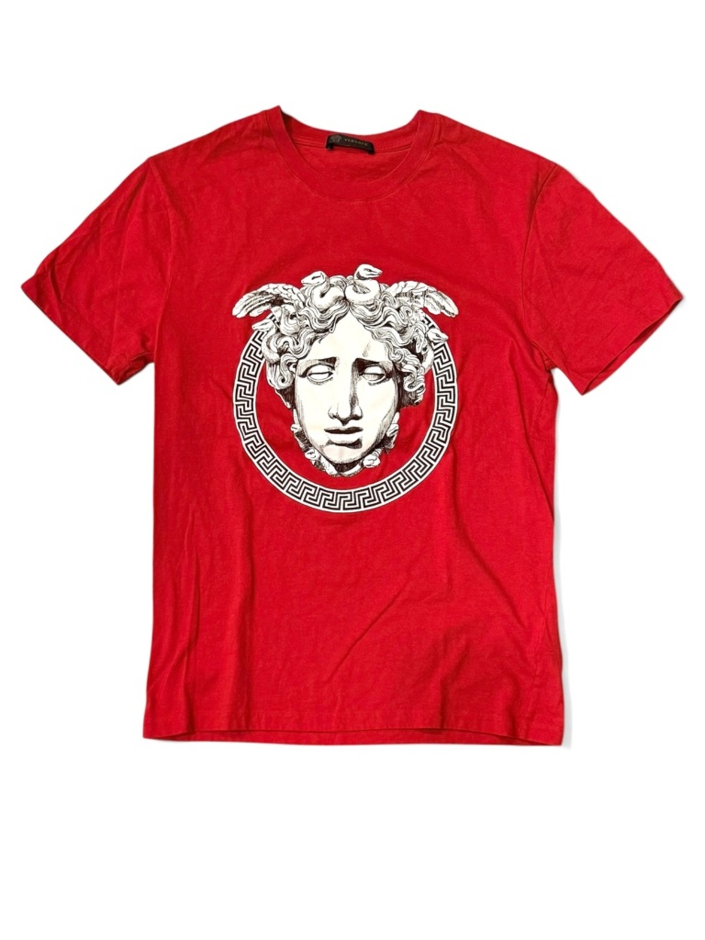 Versace Medusa Greek Key Graphic Tee Red Size XS